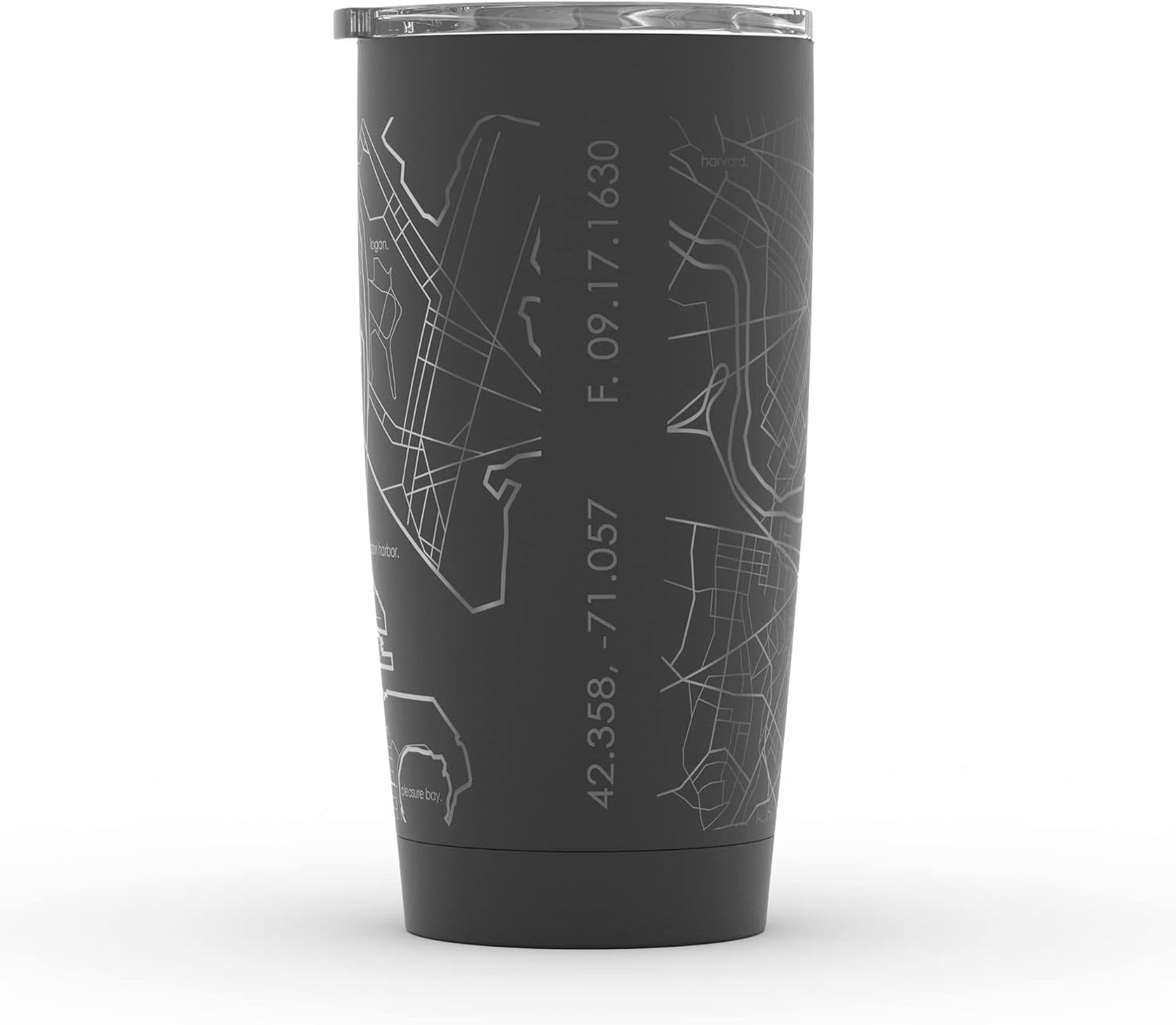 Vaso térmico acero inox grabado mapa Boston 20oz negro