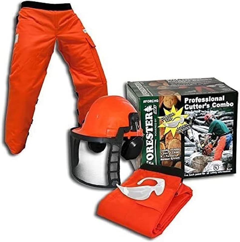 Kit corte silvicultura con casco chaps naranja