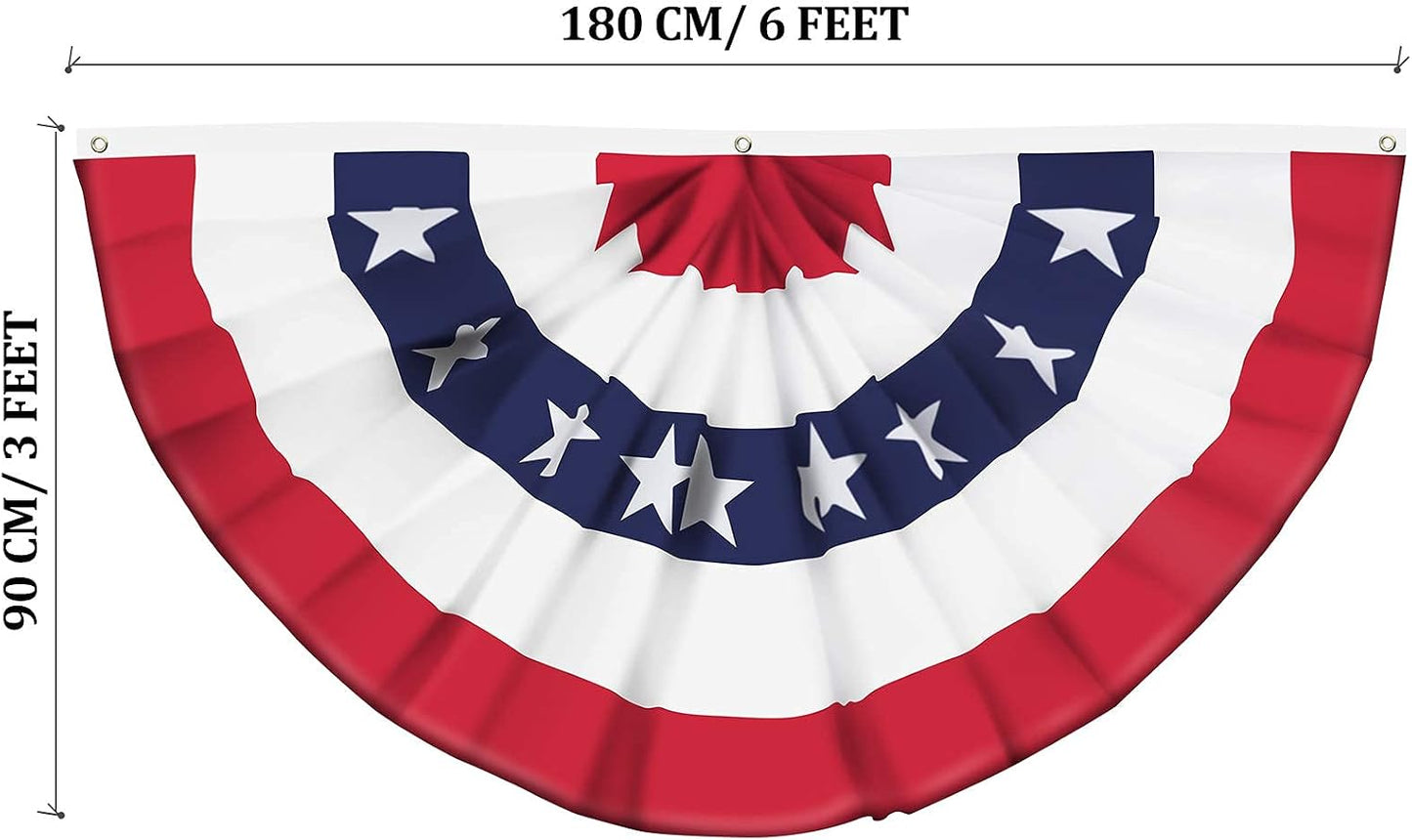 Bandera EE.UU. plisada abanico con cabecera lona