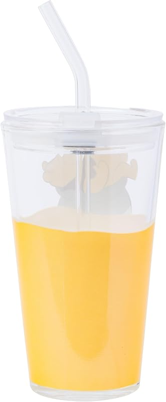 Vaso 16oz con tapa y popote vidrio Winnie the Pooh