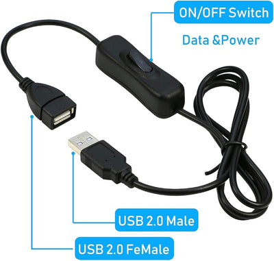 Cable USB con interruptor macho hembra 3.3pies set 2