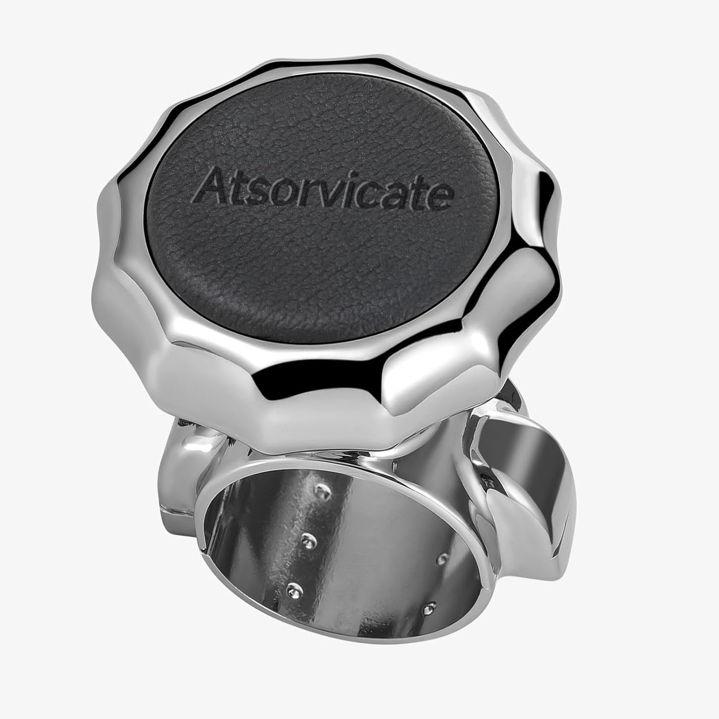 Rueda giratoria volante piel vaca negro mango metal coches