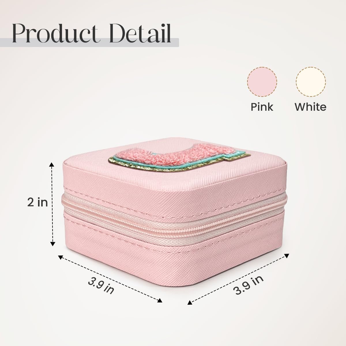 Caja joyas personalizada rosa con inicial J
