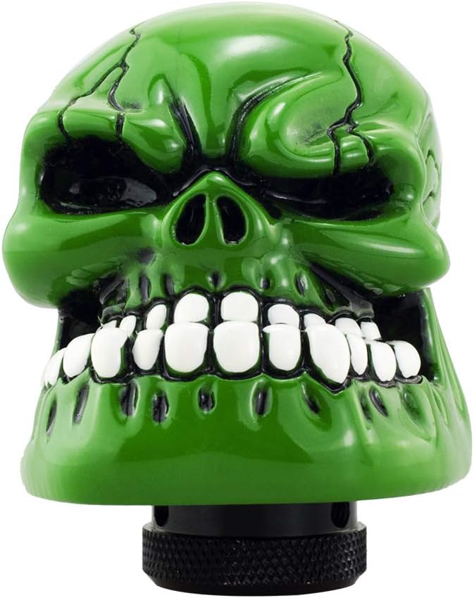 Pomo palanca cambios manual forma calavera verde