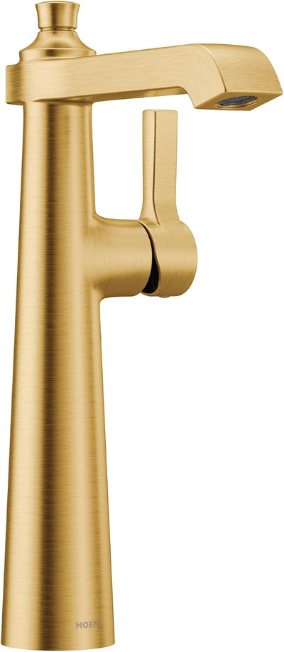 Grifo baño un solo orificio color dorado cepillado