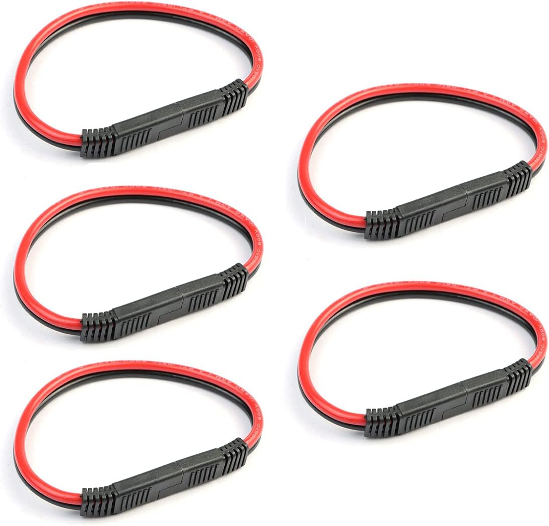 5 Pzas Cable Desconexión Rápida SAE 12" Rojo y Negro