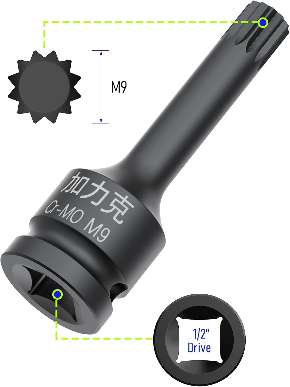 Adaptador enchufe métrico xzn 3 pulg acero cr-mo negro