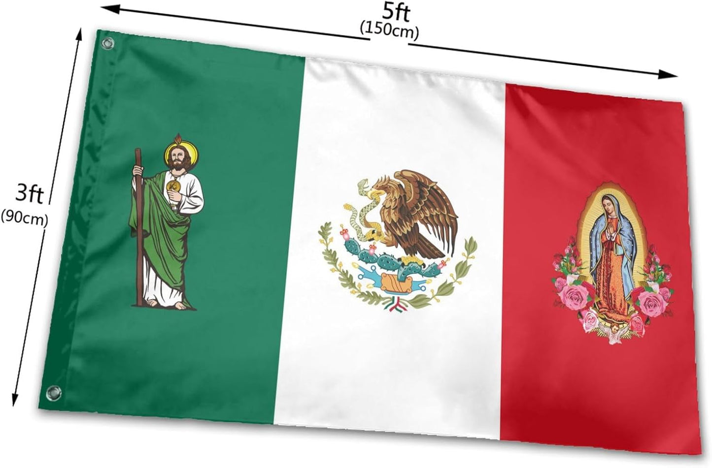 Bandera México 3x5ft una cara decoración pared