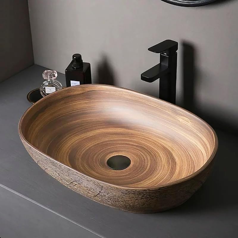 Fregadero cerámica ovalado 23" baño retro