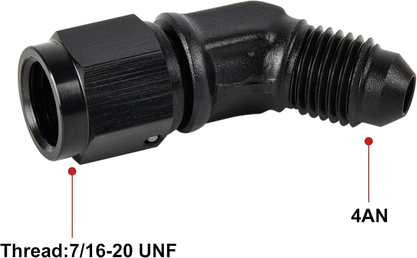 Adaptador 4AN Hembra a Macho Flare Aluminio Negro