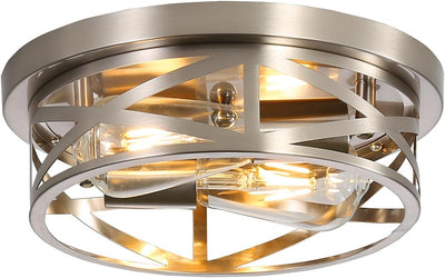 Lámpara techo níquel cepillado 2 luces industrial