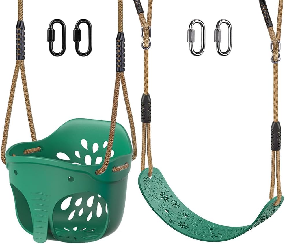 Set columpio niños asiento cuerda ajustable mosquetones