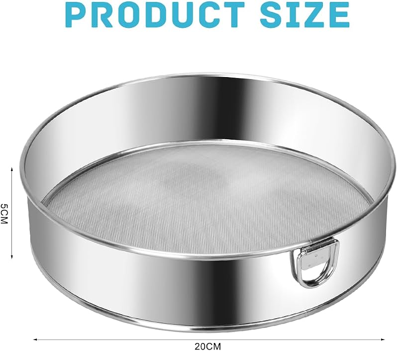 Tamiz harina acero inox 8pulg 60malla fina