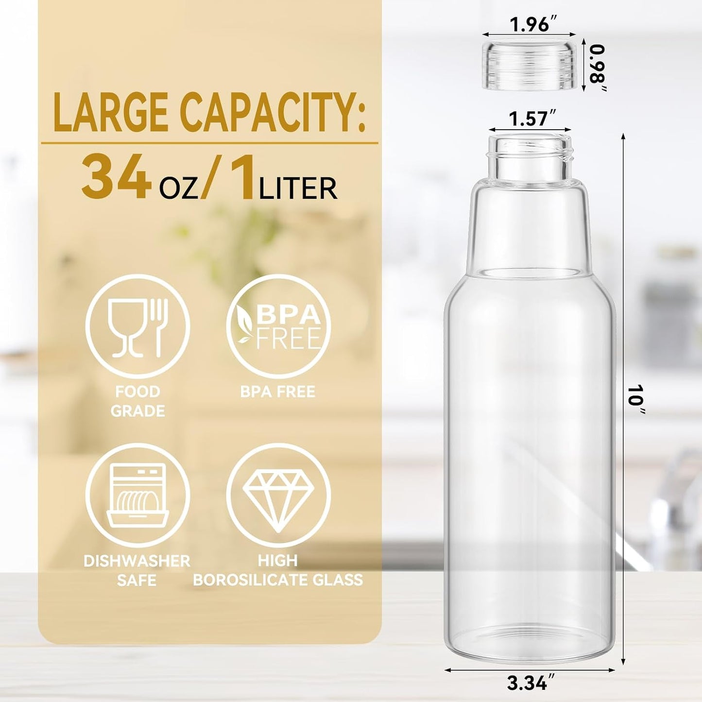 Botellas vidrio borosilicato 34oz sin BPA para jugos