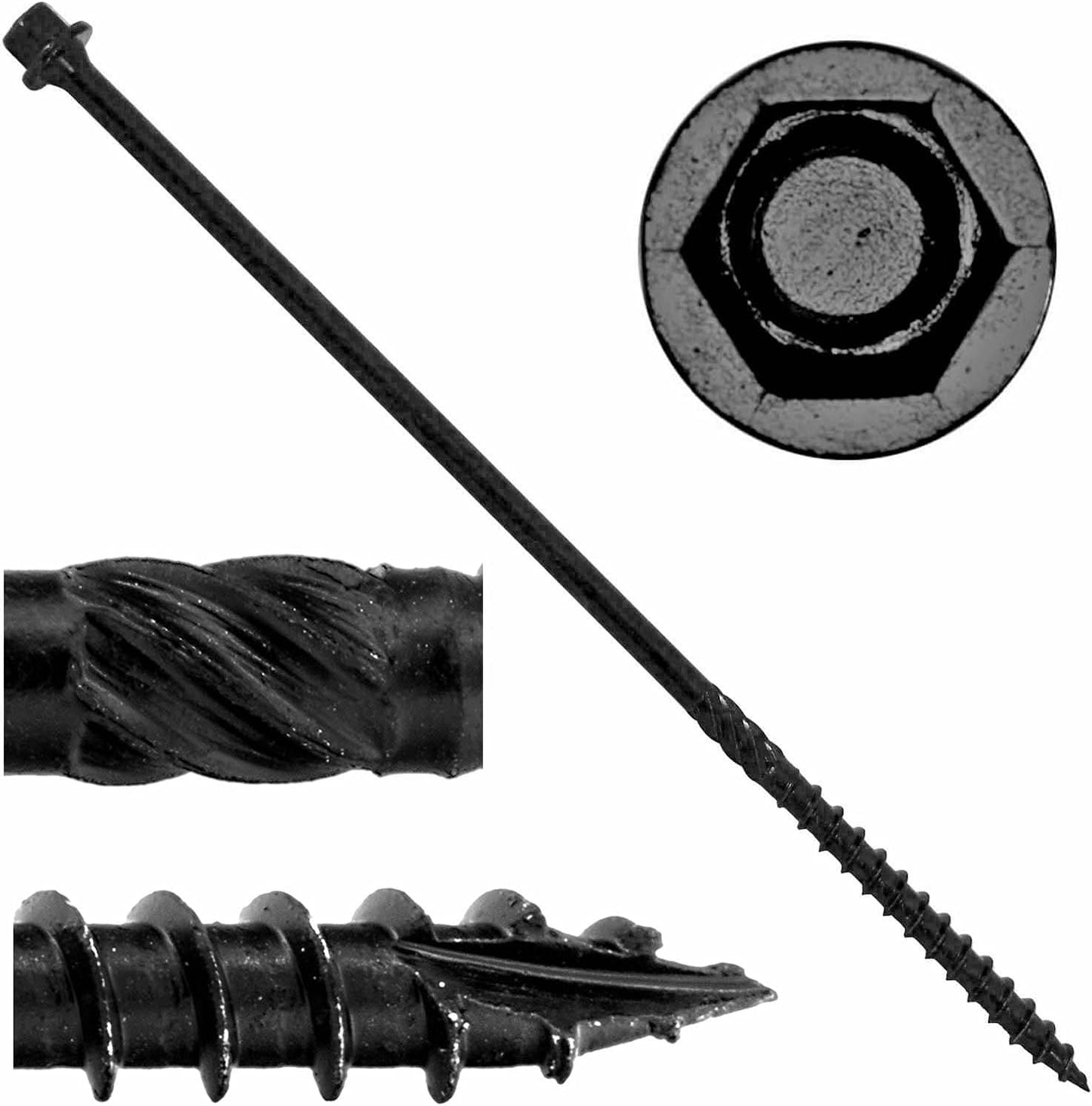 Tornillos madera negros resistentes #14x8 50uds