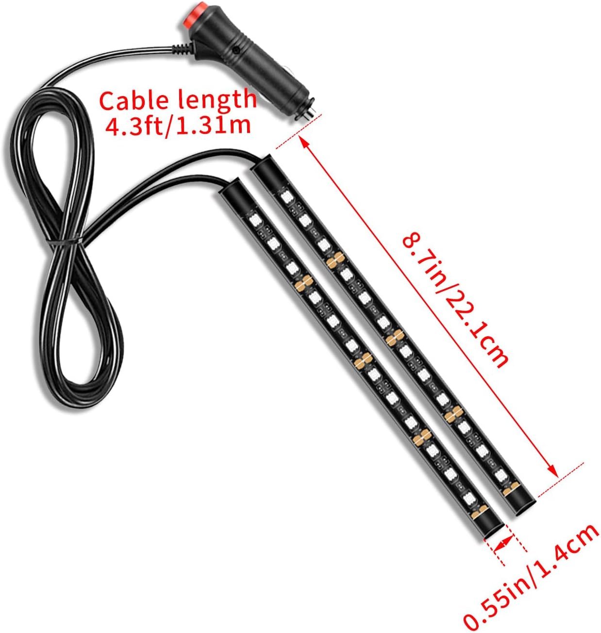 Tira luz LED RGB 24 LED 12V para automóvil naranja
