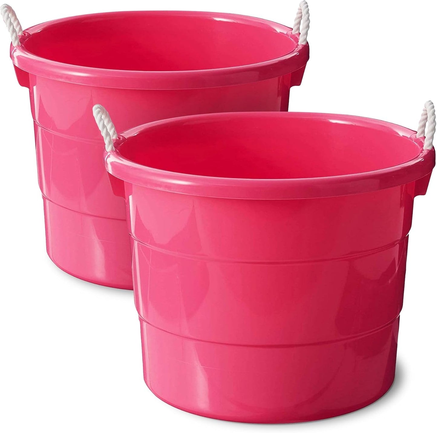 2 Cubetas Plástico 18gal Rosa para Almacenamiento