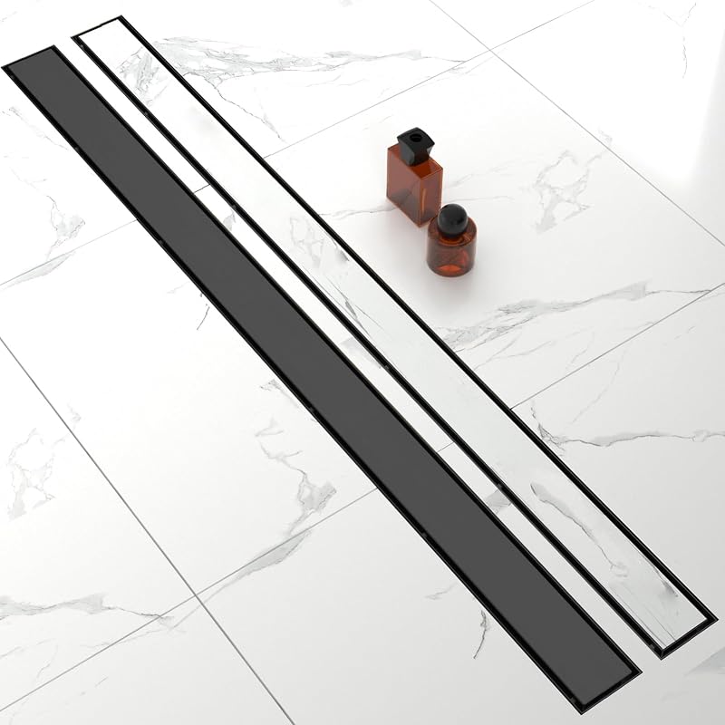 Drenaje ducha 60" negro mate con rejilla acero inox