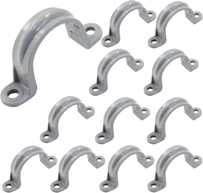 Correas tubería PVC 1pulg 2agujeros plástico paquete 12