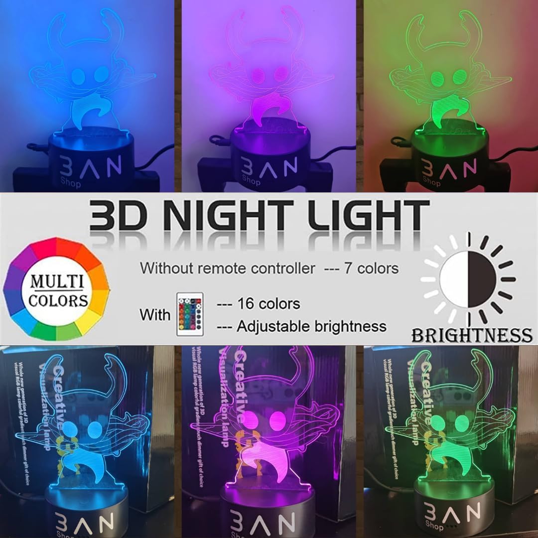 Luz nocturna 3D para niños con control remoto 16 colores
