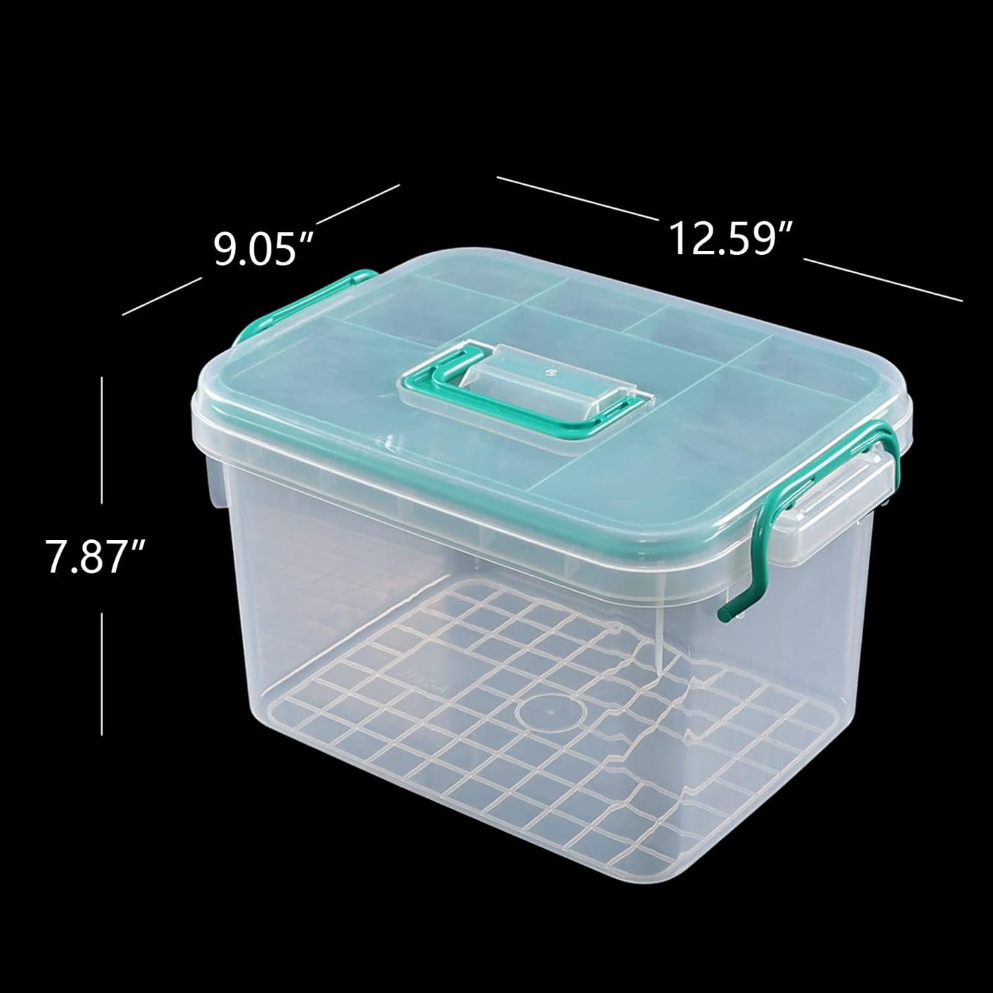 Caja primeros auxilios transparente con tapa y bandeja