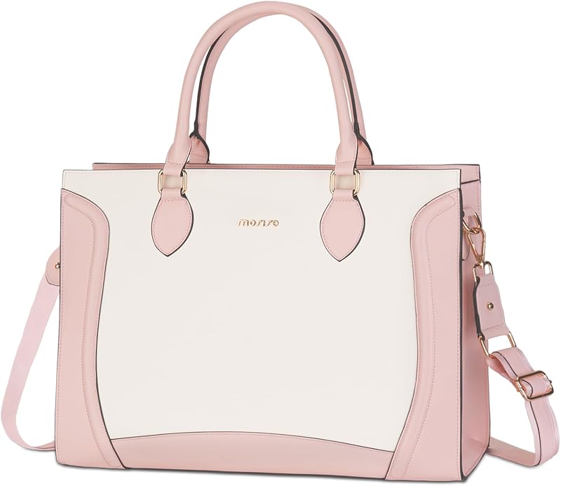 Bolsa mano laptop mujer 15.6pulg piel sintética rosa