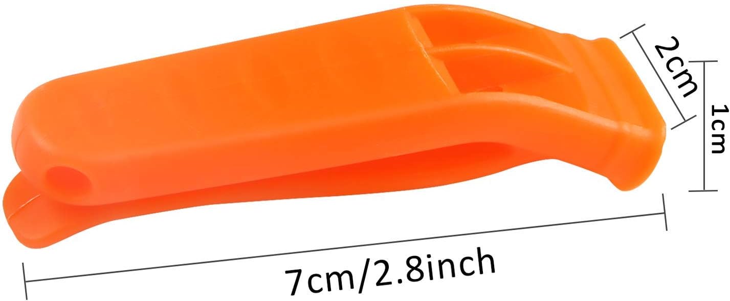 Set 40 Silbato Plástico Emergencia con Cordon Rojo y Naranja
