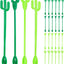 24 Cucharas Agitadoras Cactus 8.3pulg Color Verde
