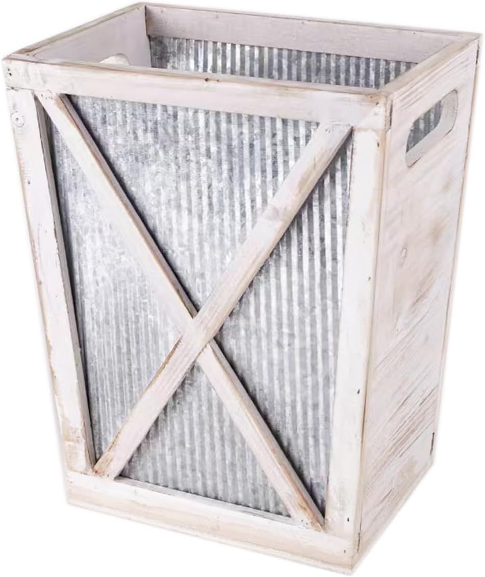 Cesta basura madera estilo rústico puerta granja