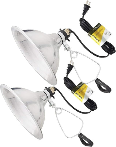 2 Lámparas Abrazadera Reflector Aluminio 8.5pulg E26 6pies