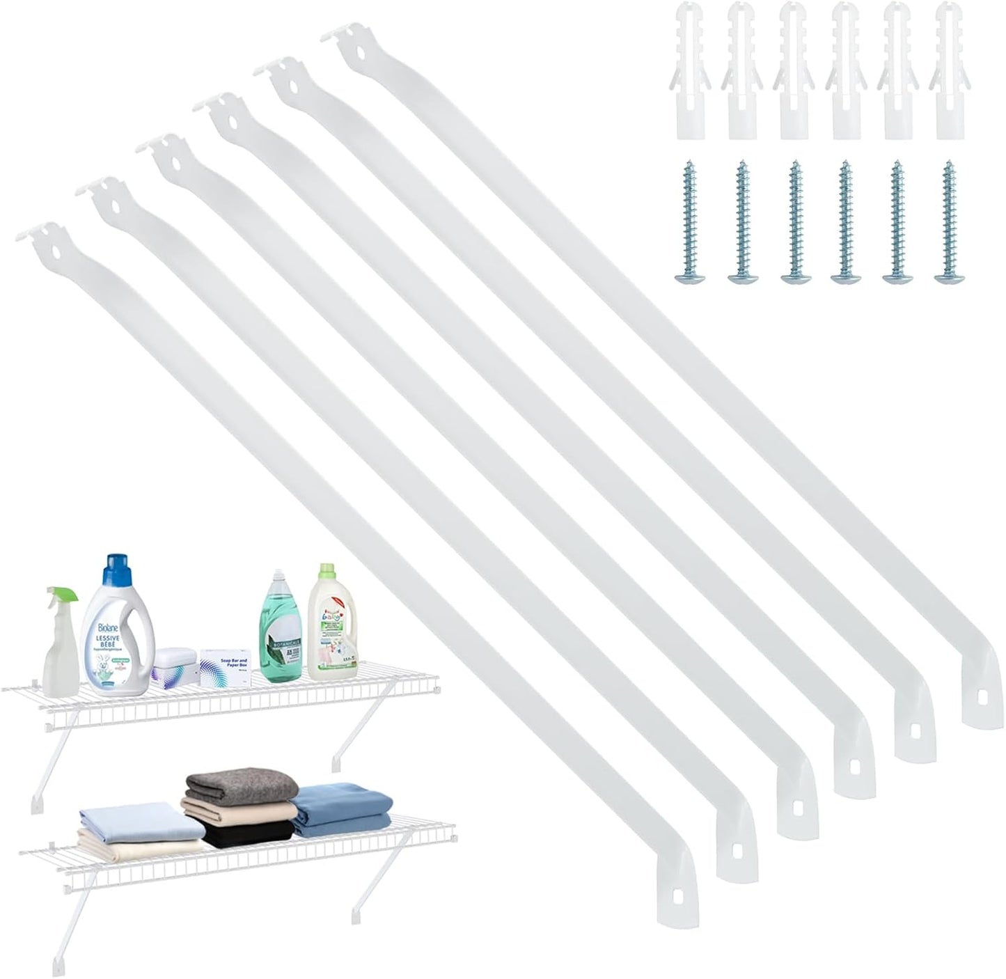 Pack 6 Soportes Estante Alambre 12pulg con Anclajes