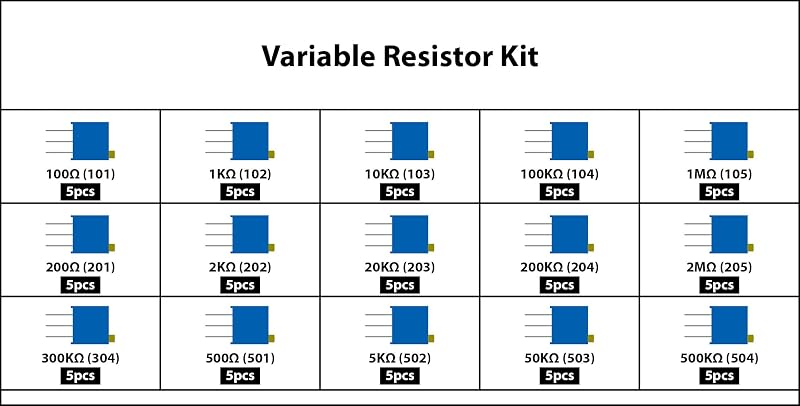 Kit potenciómetro multiturn 75 pzas surtido 3296w