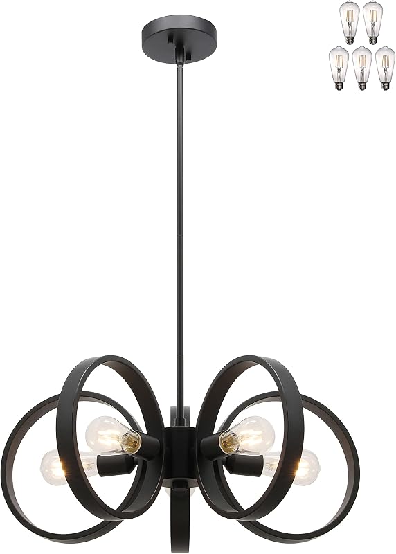 Lámpara araña negra 5 luces moderna para comedor sala cocina