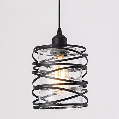 Lámpara colgante isla cocina 6.3pulg jaula espiral negra