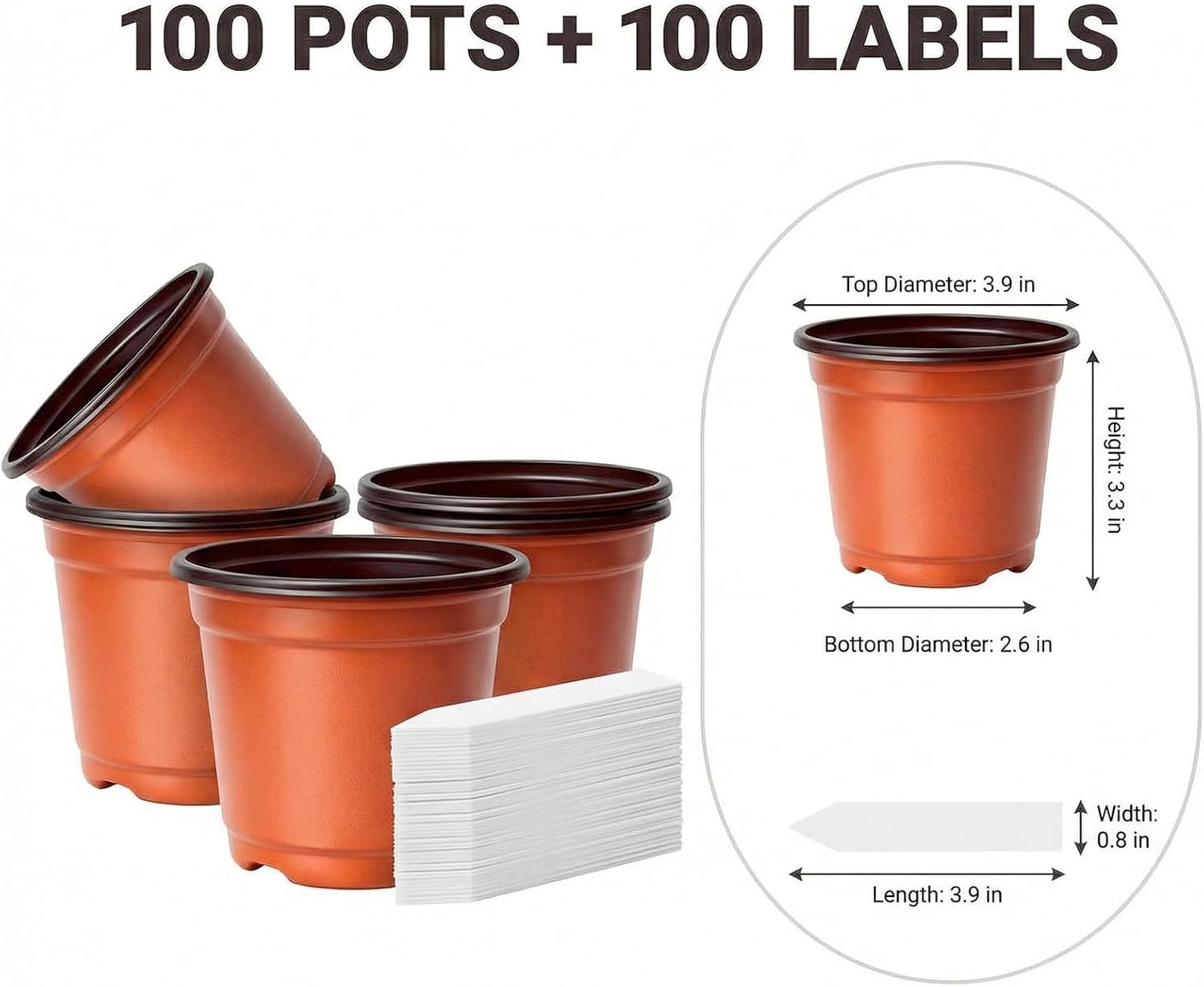 100 Macetas Plástico 4pulg con Agujeros Drenaje