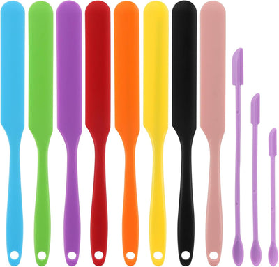 8 Espátulas Silicona para Tarros Mezclar Hornear Raspador Fino