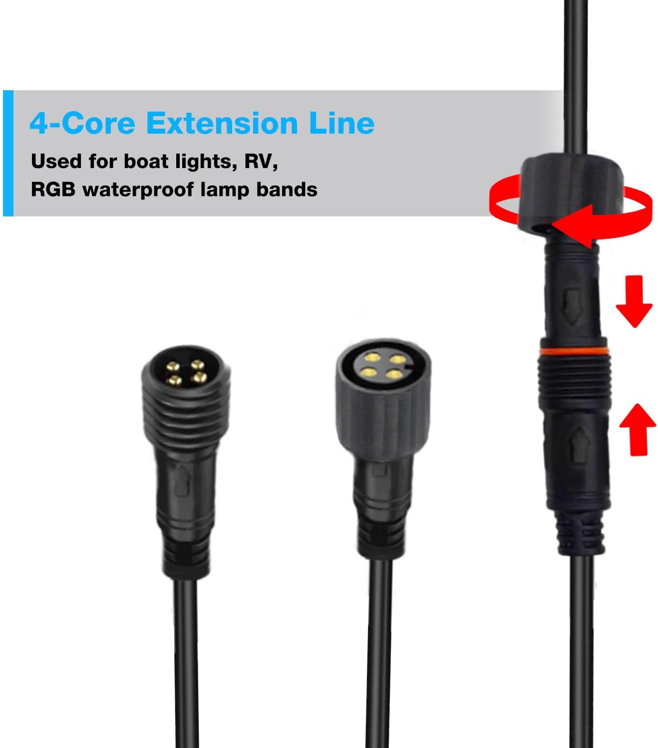 Cable extensión luz barco 9.8ft 4 núcleos 22AWG para tiras