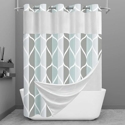 Cortina ducha poliéster impermeable 71x74pulg diseño gota gris