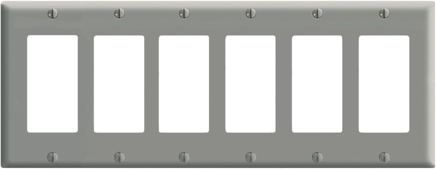 Placa GFCI pared 6 ventanas termoestable color gris