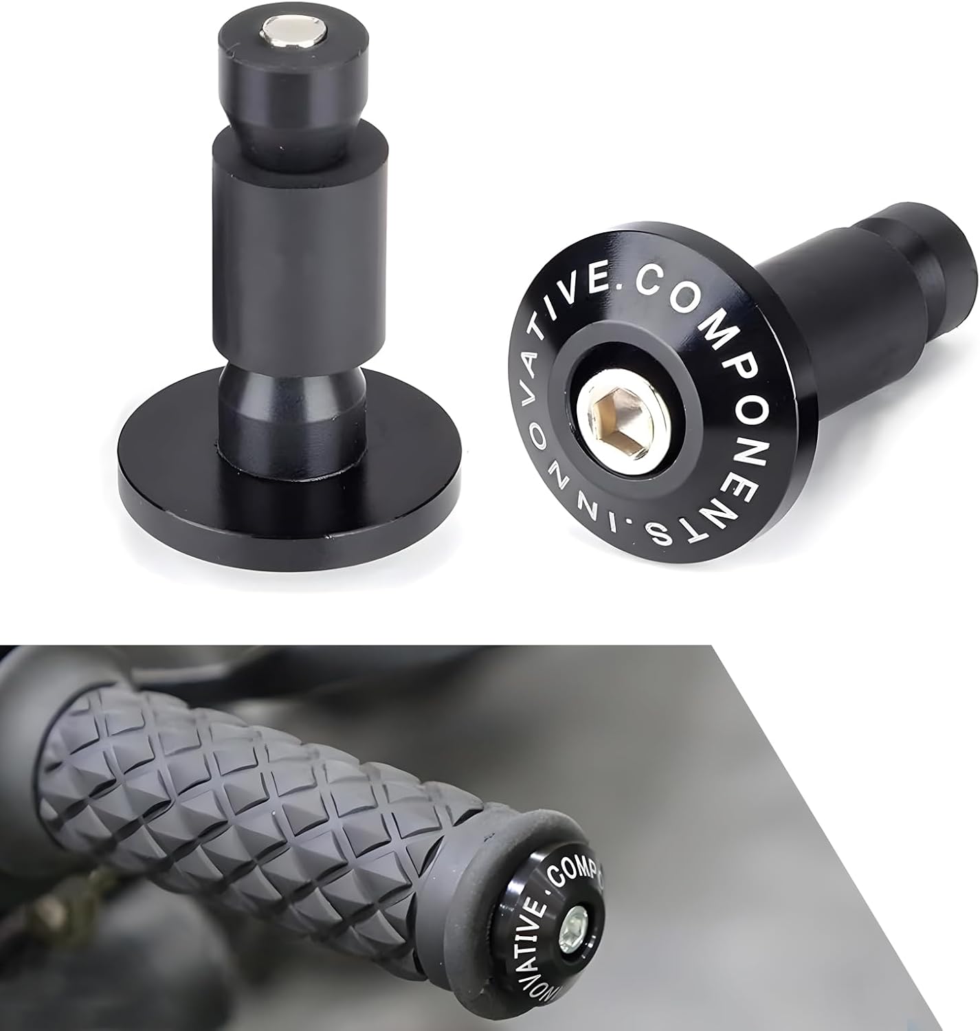 2 Tapones agarre manillar motocicleta 7/8pulg universal negro