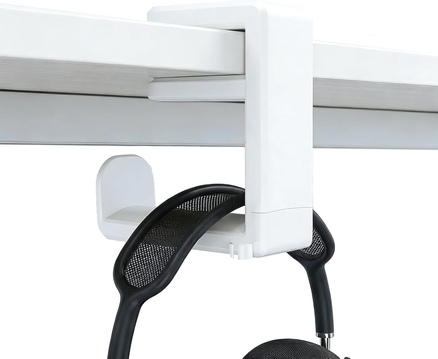 Gancho auriculares soporte PC rotación 360 organizador cables blanco