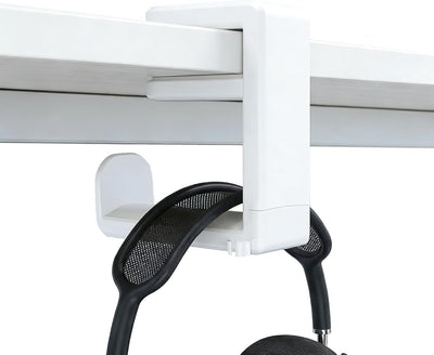 Gancho auriculares soporte PC rotación 360 organizador cables blanco