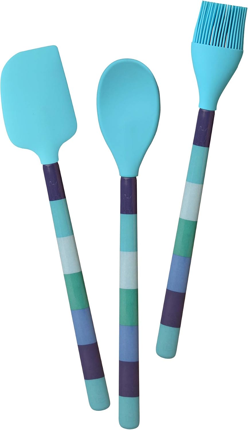 Mango melamina antiadherente sin BPA color azul set 3