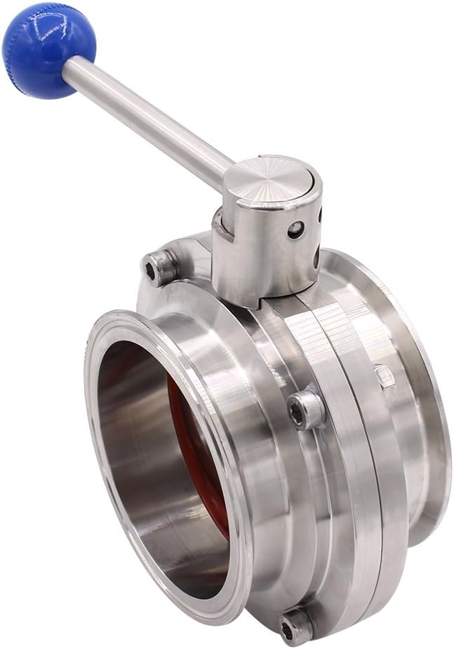 Válvula mariposa sanitaria acero inox 304 mango trébol