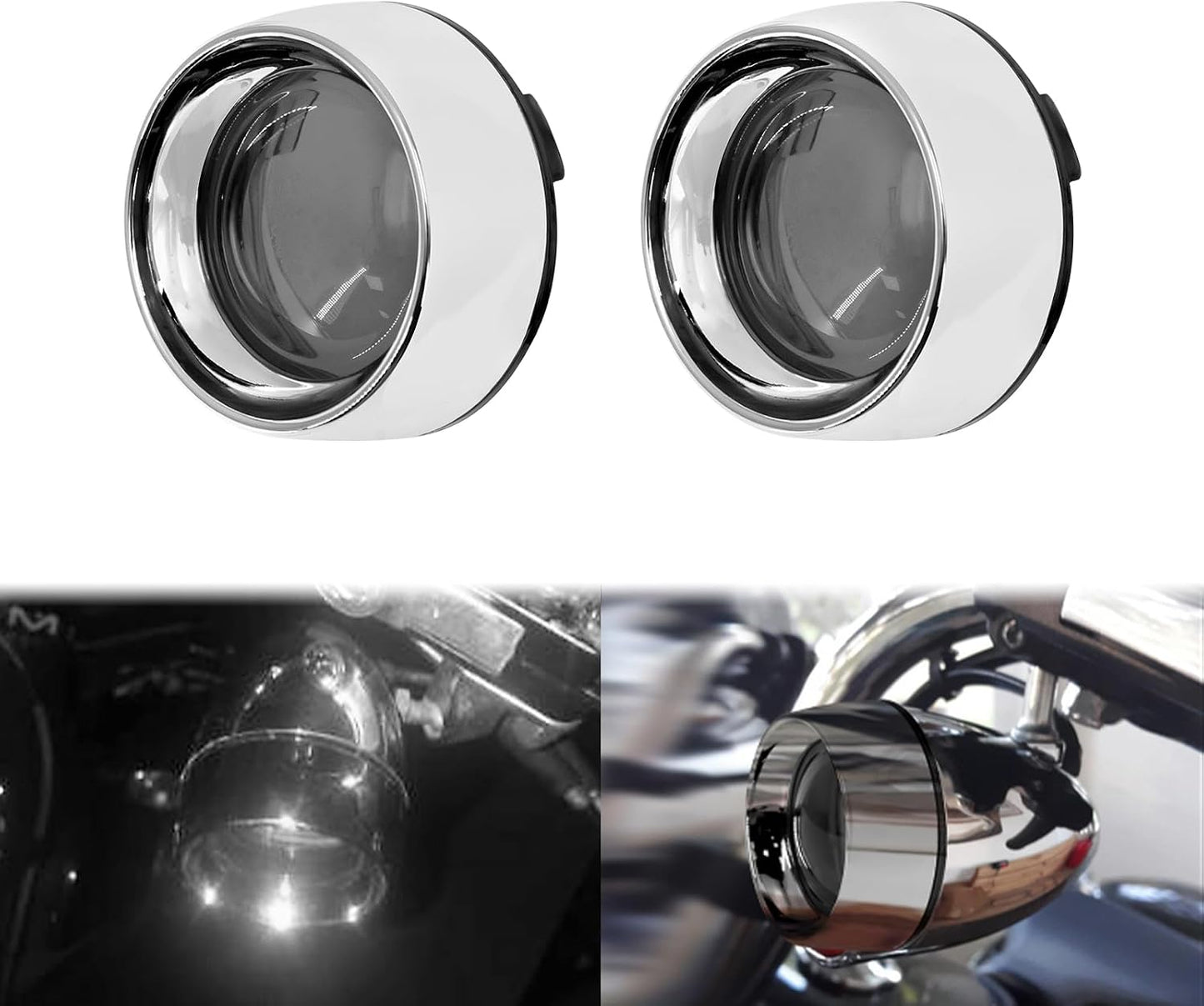 Cubierta lente señal giro cromo para luces bala Harley