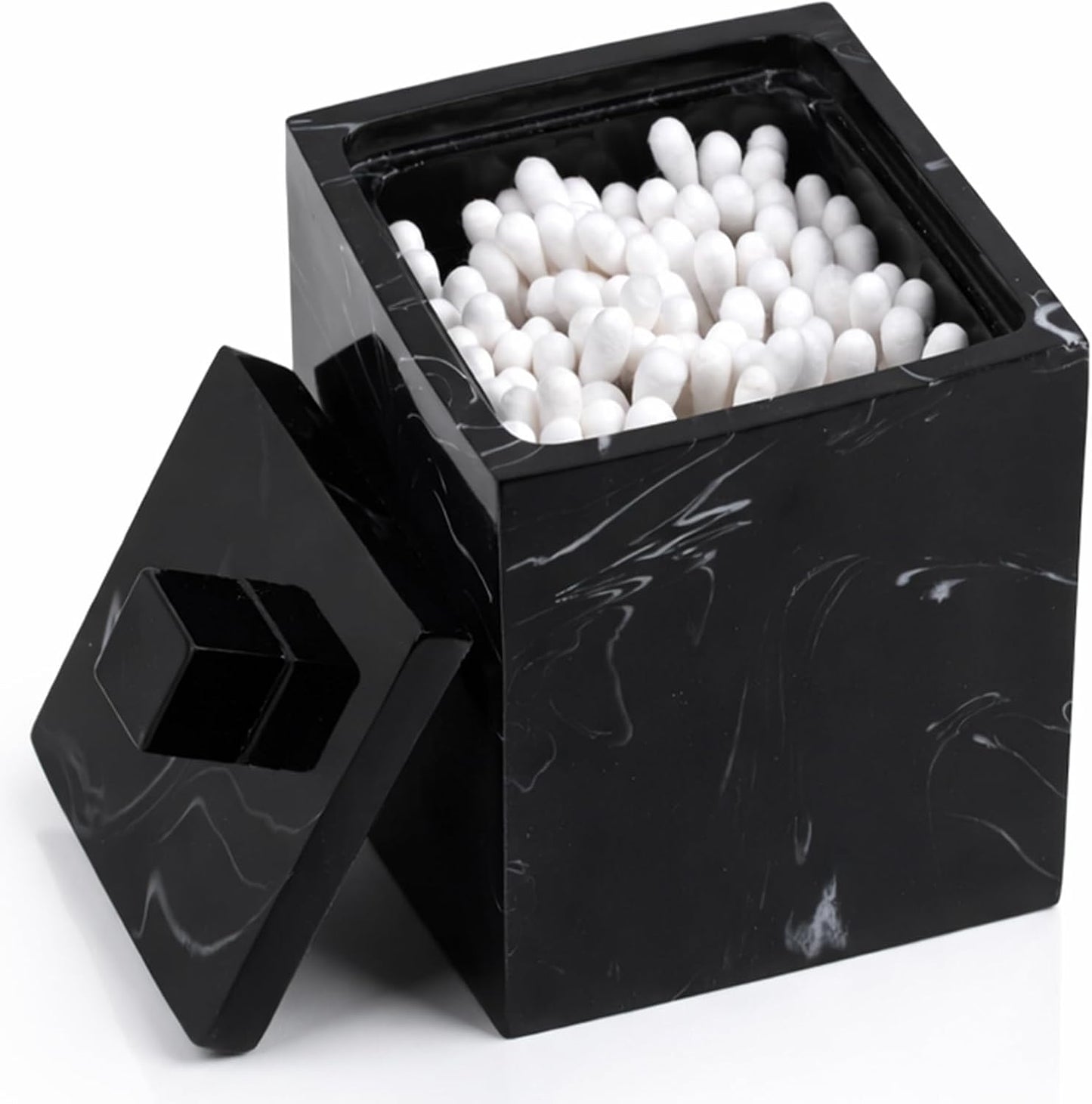 Soporte baño con tapa organiz. hisopos algodón