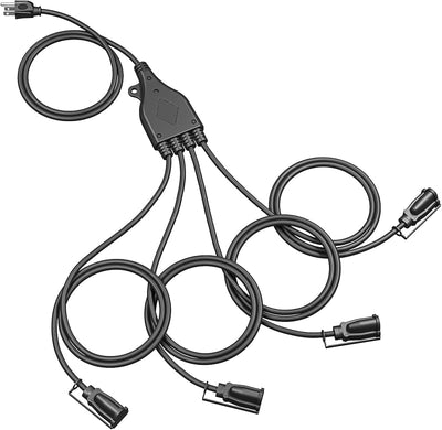 Cable extensión 1-4 divisores exteriores 15ft negro impermeable ETL