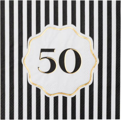 Servilletas fiesta cumpleaños 50 años lámina dorada