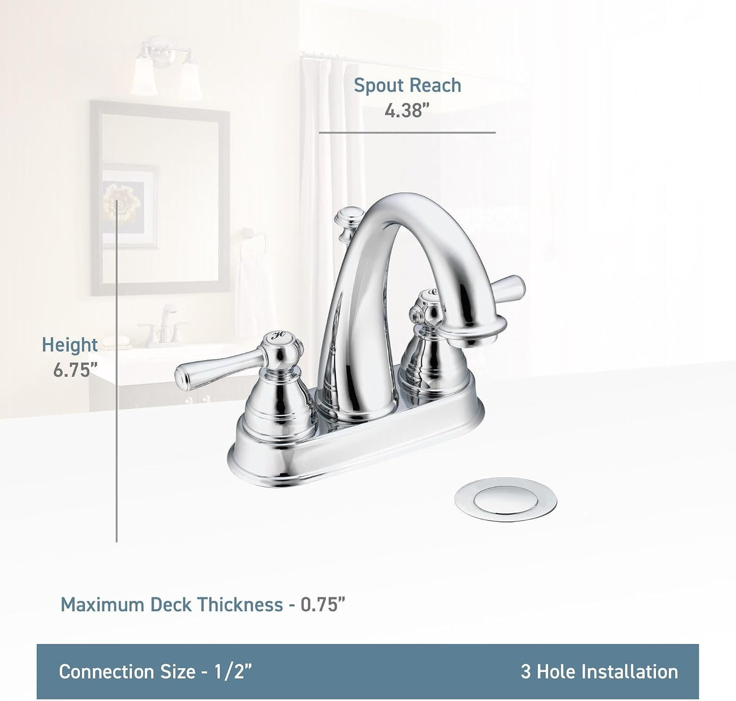 Grifo baño arco alto hierro forjado con kit drenaje
