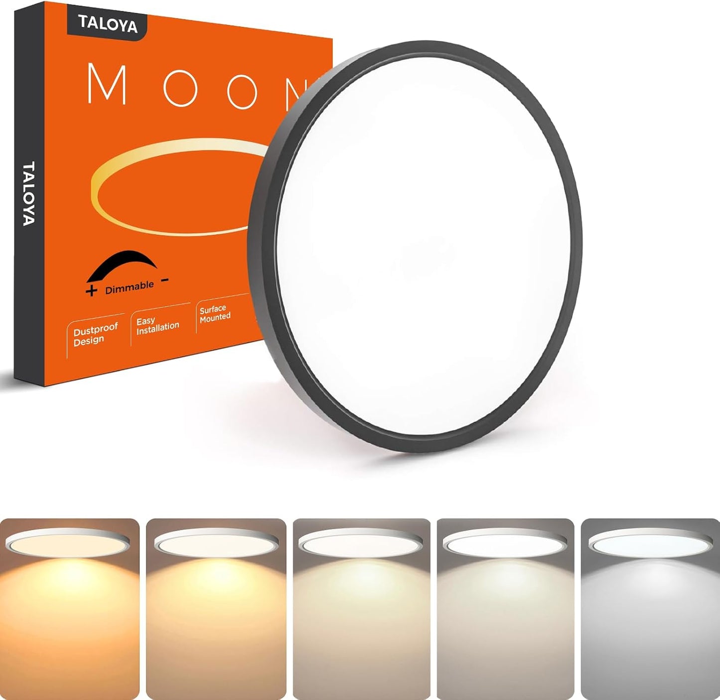 Lámpara techo LED regulable 12pulg 20w 5CCT negro